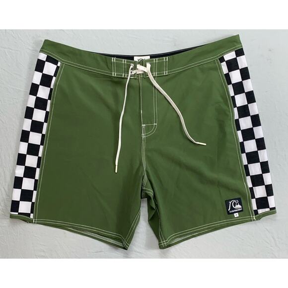 Quiksilver Men's Original Arch 18 Board Shorts. Green, Checked Sides. 38, MINT! - Picture 1 of 5